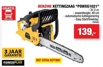 Promotions Powerplus benzine kettingzaag powxg1021 - Powerplus - Valide de 14/06/2017 à 26/06/2017 chez Hubo