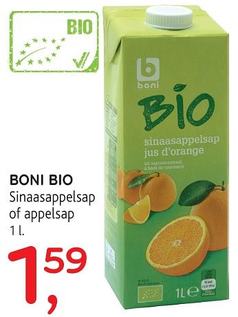 Promoties Boni bio sinaasappelsap of appelsap - Boni - Geldig van 14/06/2017 tot 27/06/2017 bij Alvo