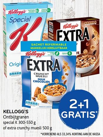 Promotions 2+1 gratis kellogg`s ontbijtgranen - Kellogg's - Valide de 14/06/2017 à 27/06/2017 chez Alvo