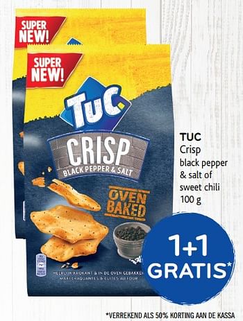 Promoties 1+1 gratis tuc crisp black pepper + salt of sweet chili - Lu - Geldig van 14/06/2017 tot 27/06/2017 bij Alvo