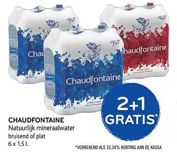 Promoties 2+1 gratis chaudfontaine natuurlijk mineraalwater bruisend of plat - Chaudfontaine - Geldig van 14/06/2017 tot 27/06/2017 bij Alvo