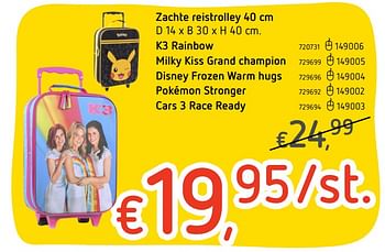 Promotions Zachte reistrolley k3 rainbow - Studio 100 - Valide de 15/06/2017 à 08/07/2017 chez Dreamland