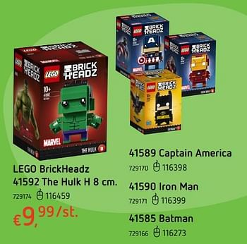 Promoties Lego brickheadz 41592 the hulk - Lego - Geldig van 15/06/2017 tot 08/07/2017 bij Dreamland