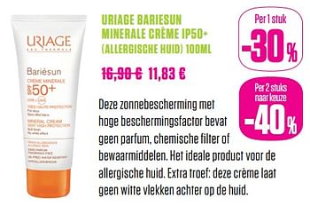 Promoties Uriage bariesun creme minerale ip50+ - URIAGE - Geldig van 01/06/2017 tot 31/07/2017 bij Medi-Market