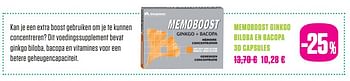Promoties Memoboost ginkgo biloba en bacopa - Arkopharma - Geldig van 01/06/2017 tot 31/07/2017 bij Medi-Market