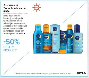 Promoties -50% assortiment zonnebescherming nivea - Nivea - Geldig van 16/06/2017 tot 16/07/2017 bij A.S.Adventure
