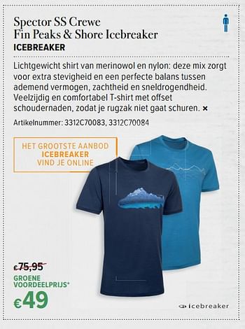 Promoties Spector ss crewe fin peaks + shore icebreaker - Icebreaker - Geldig van 16/06/2017 tot 16/07/2017 bij A.S.Adventure