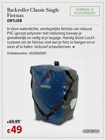 Promoties Backroller classic single fietstas ortlieb - Ortlieb - Geldig van 16/06/2017 tot 16/07/2017 bij A.S.Adventure