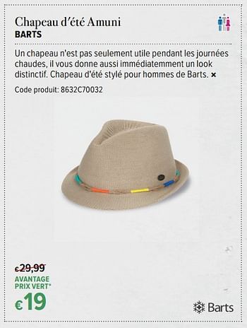 Promotions Chapeau d`été amuni barts - Barts - Valide de 16/06/2017 à 16/07/2017 chez A.S.Adventure