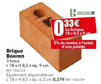 Promotions Brique boeren - Coeck - Valide de 27/06/2017 à 17/07/2017 chez BricoPlanit