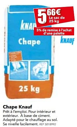 Promotions Chape knauf - Knauf - Valide de 27/06/2017 à 17/07/2017 chez BricoPlanit