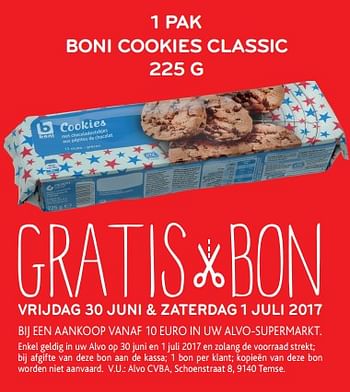 Promoties Boni cookies classic - Boni - Geldig van 28/06/2017 tot 11/07/2017 bij Alvo