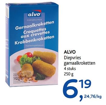 Promoties Alvo diepvries garnaalkroketten - Huismerk - Alvo - Geldig van 28/06/2017 tot 11/07/2017 bij Alvo