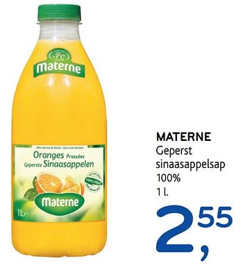 Promoties Materne geperst sinaasappelsap - Materne - Geldig van 28/06/2017 tot 11/07/2017 bij Alvo