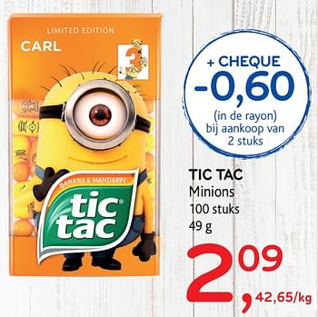 Promoties Tic tic minions - TicTac - Geldig van 28/06/2017 tot 11/07/2017 bij Alvo