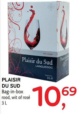 Promoties Plaisir du sud bag-in-box - Rode wijnen - Geldig van 28/06/2017 tot 11/07/2017 bij Alvo