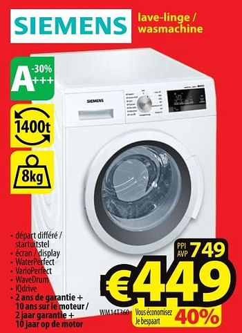 Promoties Siemens lave-linge - wasmachine wm14t360 - Siemens - Geldig van 01/07/2017 tot 31/07/2017 bij ElectroStock