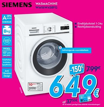 Promotions Siemens wasmachine wm16w4s8fg - Siemens - Valide de 01/07/2017 à 31/07/2017 chez Krefel