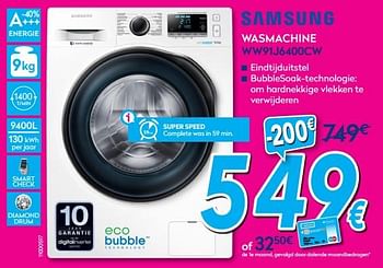 Promoties Samsung wasmachine ww91j6400cw - Samsung - Geldig van 01/07/2017 tot 31/07/2017 bij Krefel
