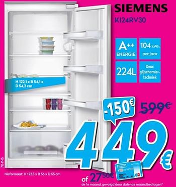 Promotions Siemens integreerbare koelkast ki24rv30 - Siemens - Valide de 01/07/2017 à 31/07/2017 chez Krefel