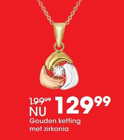 Promoties Gouden ketting met zirkonia - Huismerk - Lucardi - Geldig van 26/06/2017 tot 23/07/2017 bij Lucardi
