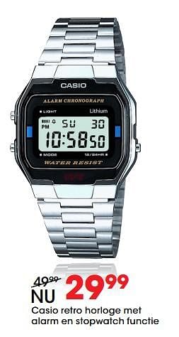 Promoties Casio retro horloge met alarm en stopwatch functie - Casio - Geldig van 26/06/2017 tot 23/07/2017 bij Lucardi
