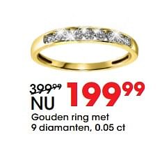 Promoties Gouden ring met 9 diamanten, 0.05 ct - Huismerk - Lucardi - Geldig van 26/06/2017 tot 23/07/2017 bij Lucardi