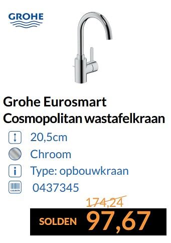 Promoties Grohe eurosmart cosmopolitan wastafelkraan - Grohe - Geldig van 01/07/2017 tot 31/07/2017 bij Sanitairwinkel