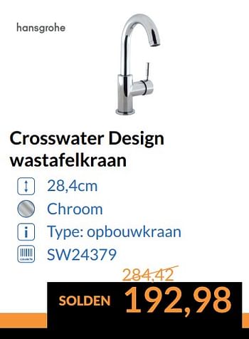 Promoties Crosswater design wastafelkraan - Hansgrohe - Geldig van 01/07/2017 tot 31/07/2017 bij Sanitairwinkel