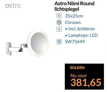Promoties Astro niimi round lichtspiegel - Astro - Geldig van 01/07/2017 tot 31/07/2017 bij Sanitairwinkel