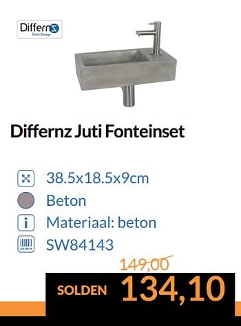 Promoties Differnz juti fonteinset - Differnz - Geldig van 01/07/2017 tot 31/07/2017 bij Sanitairwinkel