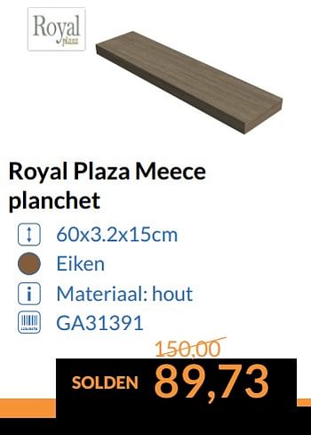 Promoties Royal plaza meece planchet - Royal Plaza - Geldig van 01/07/2017 tot 31/07/2017 bij Sanitairwinkel