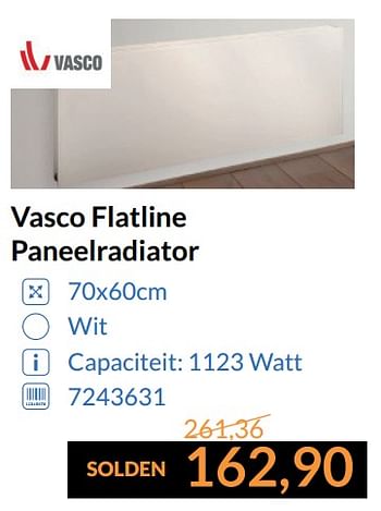 Promoties Vasco flatline paneelradiator - Vasco - Geldig van 01/07/2017 tot 31/07/2017 bij Sanitairwinkel