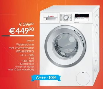 Promoties Bosch wasmachine met invertermotor wan281k1fg • a+++ -10% - Bosch - Geldig van 29/06/2017 tot 31/07/2017 bij ShopWillems