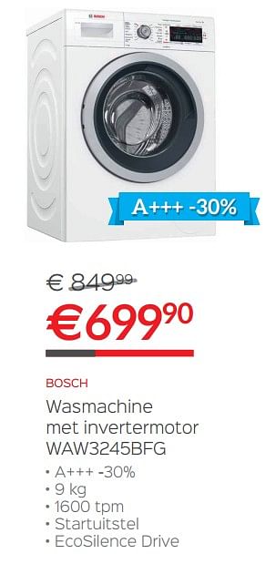 Promoties Bosch wasmachine met invertermotor waw3245bfg - Bosch - Geldig van 29/06/2017 tot 31/07/2017 bij ShopWillems