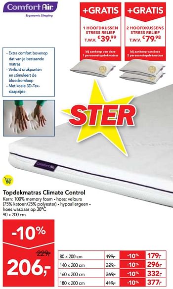 Promoties Topdekmatras climate control - Comfort Air - Geldig van 12/07/2017 tot 25/07/2017 bij Makro