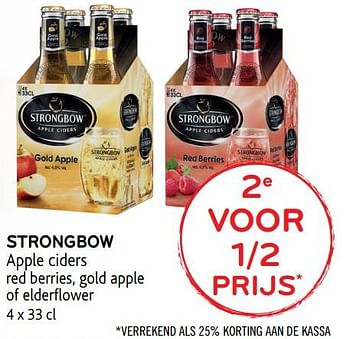Promoties Strongbow apple ciders red berries, gold apple of elderflower - Strongbow - Geldig van 12/07/2017 tot 25/07/2017 bij Alvo