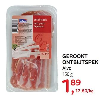 Promoties Gerookt ontbijtspek - Huismerk - Alvo - Geldig van 12/07/2017 tot 25/07/2017 bij Alvo