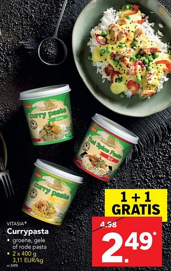 Promoties Currypasta - Vitasia - Geldig van 17/07/2017 tot 22/07/2017 bij Lidl