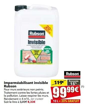 Promotions Imperméabilisant invisible rubson - Rubson - Valide de 18/07/2017 à 07/08/2017 chez BricoPlanit