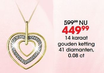 Promoties 14 karaat gouden ketting 41 diamanten, 0.08 ct - Huismerk - Lucardi - Geldig van 17/07/2017 tot 30/07/2017 bij Lucardi