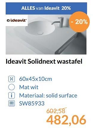 Promotions Ideavit solidnext wastafel - Ideavit - Valide de 01/08/2017 à 31/08/2017 chez Magasin Salle de bains