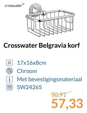 Promotions Crosswater belgravia korf - Crosswater - Valide de 01/08/2017 à 31/08/2017 chez Magasin Salle de bains