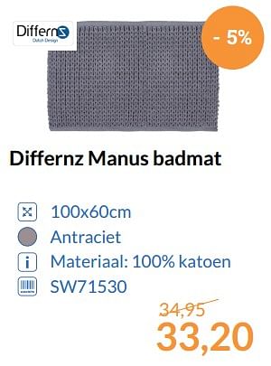 Promoties Differnz manus badmat - Differnz - Geldig van 01/08/2017 tot 31/08/2017 bij Sanitairwinkel