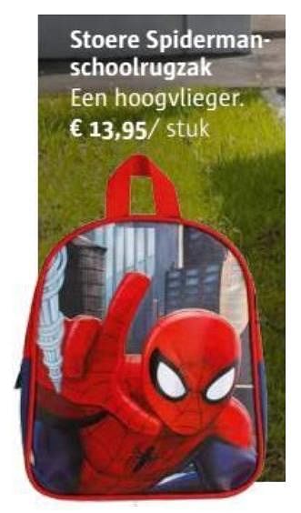 Promoties Stoere spiderman, schoolrugzak - Spider-man - Geldig van 01/07/2017 tot 31/08/2017 bij Ava