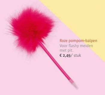 Promoties Roze pompom-balpen - Huismerk - Ava - Geldig van 01/07/2017 tot 31/08/2017 bij Ava