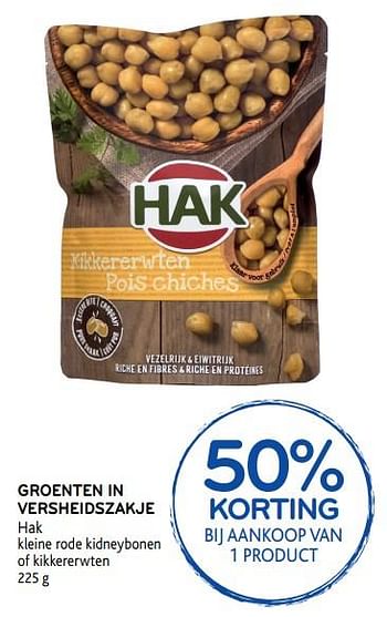 Promotions Groenten in versheidszakje hak - Hak - Valide de 26/07/2017 à 08/08/2017 chez Alvo