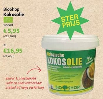 Promoties Bioshop kokosolie - Huismerk - Bio Shop - Geldig van 01/07/2017 tot 31/07/2017 bij Bio Shop