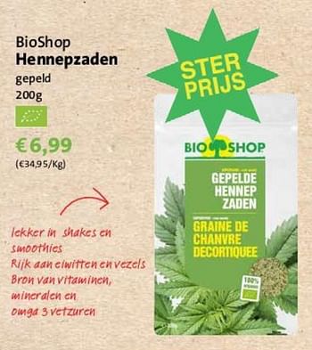 Promoties Bioshop hennepzaden - Huismerk - Bio Shop - Geldig van 01/07/2017 tot 31/07/2017 bij Bio Shop