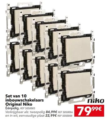 Promoties Set van 10 inbouwschakelaars niko original - Niko - Geldig van 08/08/2017 tot 28/08/2017 bij BricoPlanit